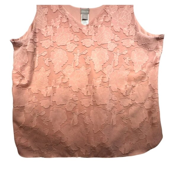 Chicos Womens Floral Embroidered Tank Top Size 4 (20/22) Pink Sleeveless Coasta - Picture 7 of 10